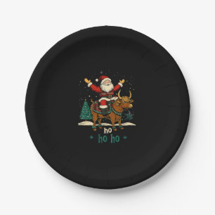 Womens Xmas Tree Lighting Santa Riding Highland Co Paper Plate