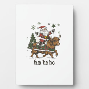 Womens Xmas Tree Lighting Santa Riding Highland Co Plaque
