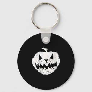 Womens Y Pumpkin Face Distressed Dark Light Hallow Key Ring