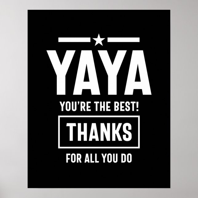 Womens Yaya You're The Best Yia-Yia Gift Poster (Front)
