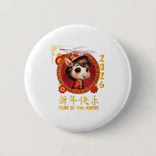 Womens Year Of The Horse 2026 Chinese Lunar New Ye 6 Cm Round Badge