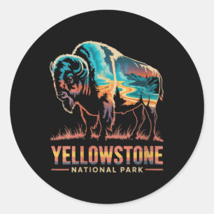 Womens Yellowstone National Park Retro Outdoor Hik Classic Round Sticker