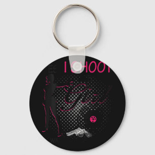 Womens Yes I Shoot Like A Girl Want A Lesson V-nec Key Ring