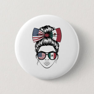 Womens Yes Im Both Of Them Proud American Mexican  6 Cm Round Badge