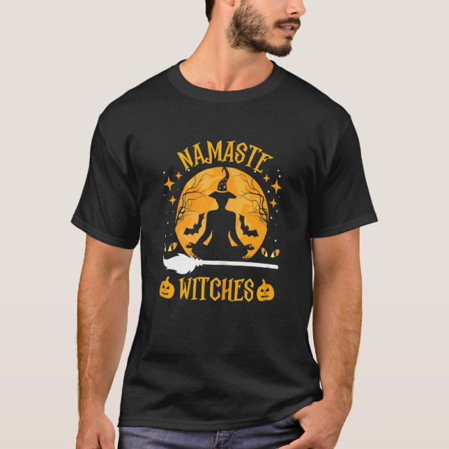 Womens Yoga Namaste Witches Meditate Halloween Cos T-Shirt (Front)