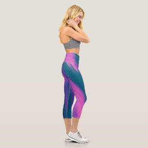 Women's Yoga Set with Artistic Brushstroke Design Capri Leggings