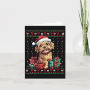 Womens Yorkipoo Santa Hat Dog Lover Xmas Yorkipoo Card