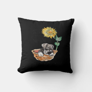 Womens You Are My sunshine Schnauzer Sunflower Cushion