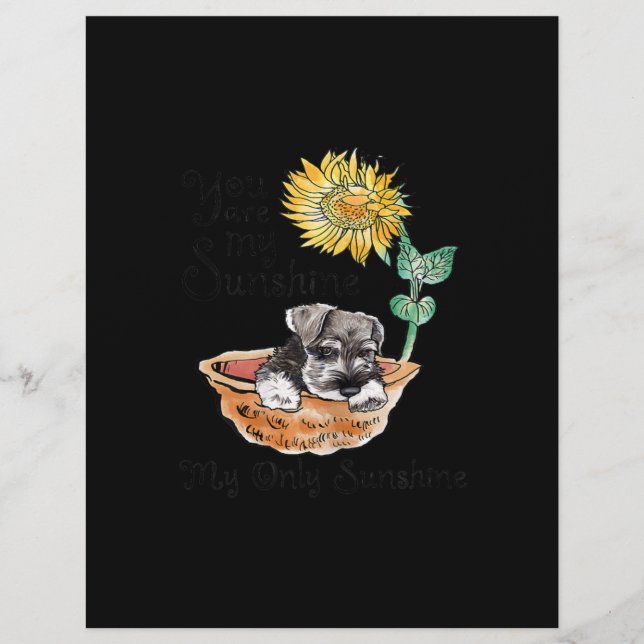 Womens You Are My sunshine Schnauzer Sunflower Custom Letterhead (Front)