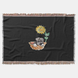 Womens You Are My sunshine Schnauzer Sunflower Throw Blanket