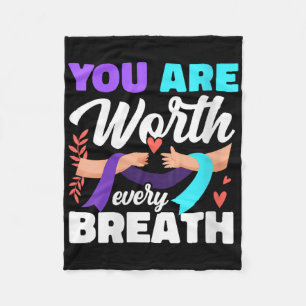 Womens You Are Worth Every Breath Depression Aware Fleece Blanket