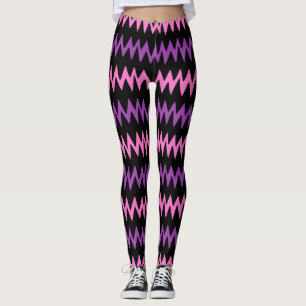 Womens Zig Zag Purple/Pink Fashion Leggings