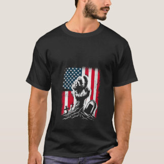 Womens Zombie Hand American Flag Patriotic USA Cre T-Shirt