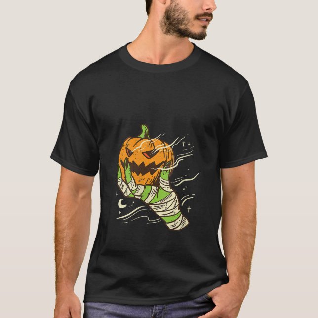 Womens Zombie Hand Pumpkin Jackolantern Retro Vint T-Shirt (Front)