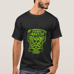 Womens Zombie Hunter Maine Halloween Toxic Gasmask T-Shirt