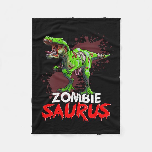 Womens Zombie Saurus Skeleton Dinosaur T Rex Fleece Blanket (Front)