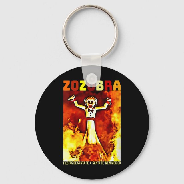 Womens Zozobra Fiestas De Sante Fe New Mexico Old  Key Ring (Front)