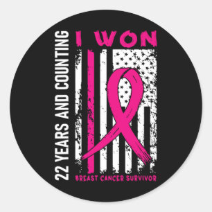 Won Breast Cancer Survivor 22 Year Anniversary Cou Classic Round Sticker