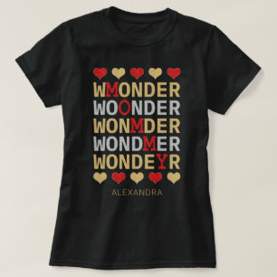 Wonder Mommy Red Gold Silver Glitter Custom Name T-Shirt