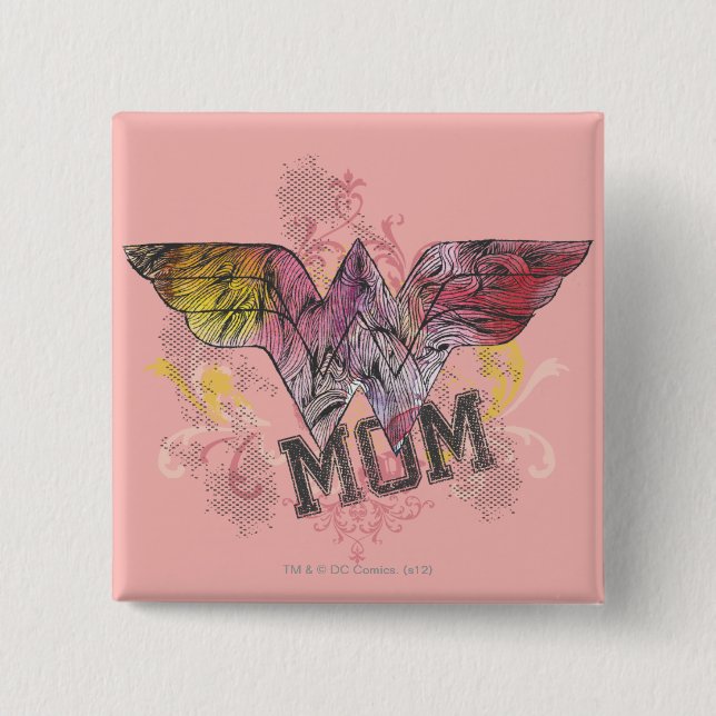 Wonder Mum Mixed Media 15 Cm Square Badge (Front)