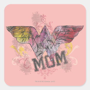 Wonder Mum Mixed Media Square Sticker