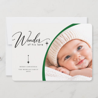 Wonder of His Green Curve Baby Photo Religious Holiday Card