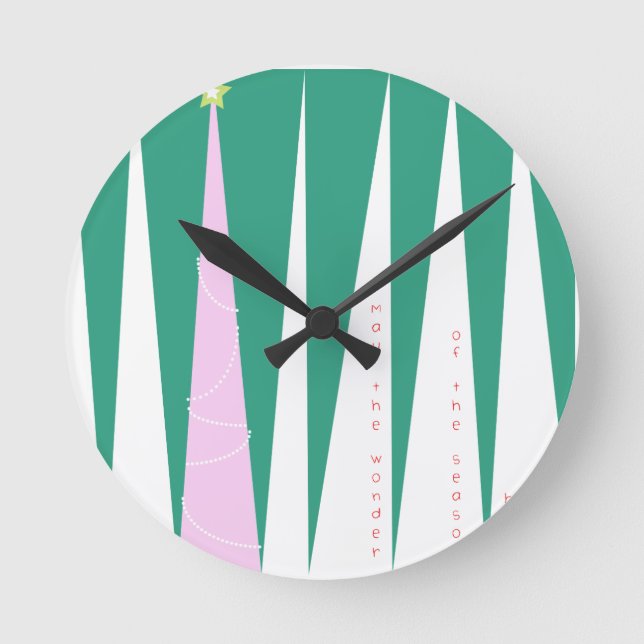 Wonder of the Season Christmas Tree Round Clock (Front)