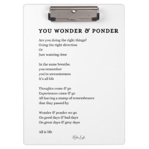 Wonder ponder self love care poem poster wall art  clipboard