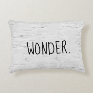 WONDER Text On Birch Tree Accent Pillow