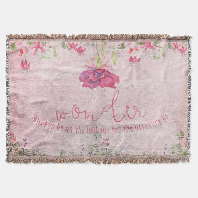 Wonder- Typography & Illustration Throw Blanket (Front)