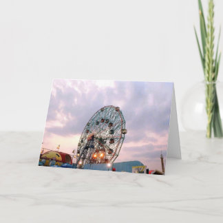 'Wonder Wheel at Twilight' Blank Greeting Card