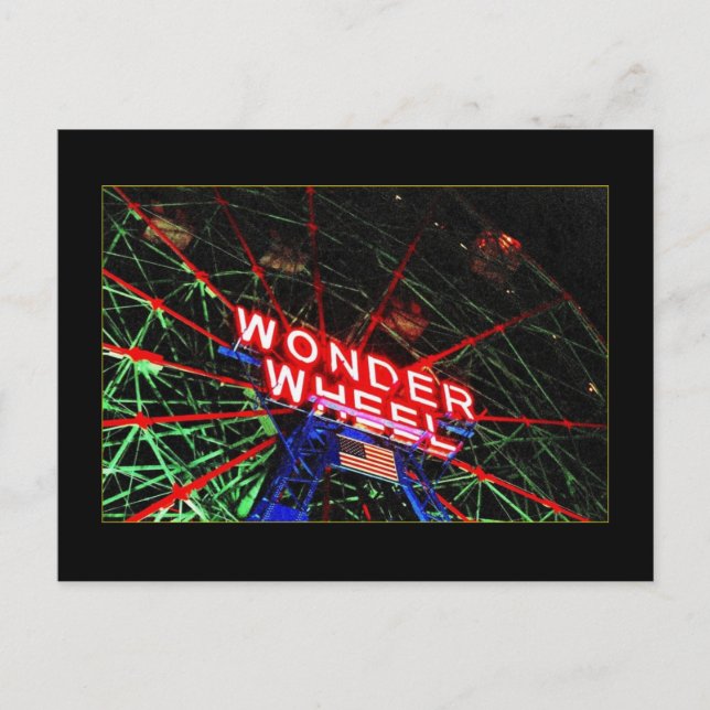 Wonder Wheel Neon (Coney Island, NY) postcard (Front)