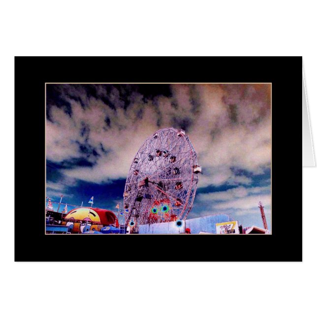 'Wonder Wheel & Sky' Psychedelic Blank Card (Front Horizontal)