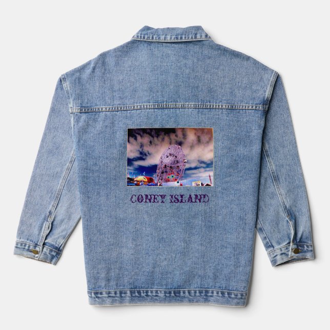 'Wonder Wheel & Sky' Psychedelic Denim Jacket (Back)