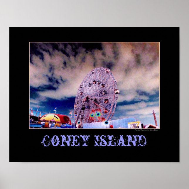 'Wonder Wheel & Sky' Psychedelic Poster (Front)