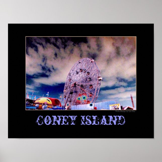 'Wonder Wheel & Sky' Psychedelic Poster (Front)