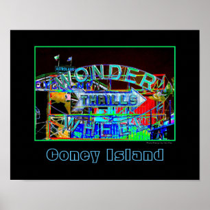 'Wonder Wheel Thrills' Psychedelic Poster