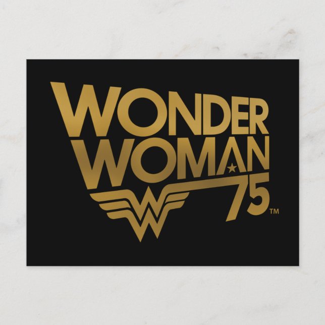 Wonder Woman 75th Anniversary Gold Logo Postcard (Front)
