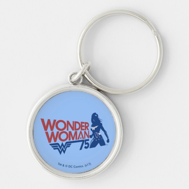 Wonder Woman 75th Anniversary Red & Blue Logo Key Ring (Front)