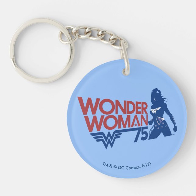 Wonder Woman 75th Anniversary Red & Blue Logo Key Ring (Front)