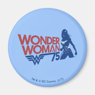 Wonder Woman 75th Anniversary Red & Blue Logo Magnet