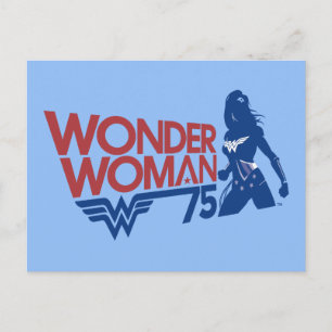 Wonder Woman 75th Anniversary Red & Blue Logo Postcard