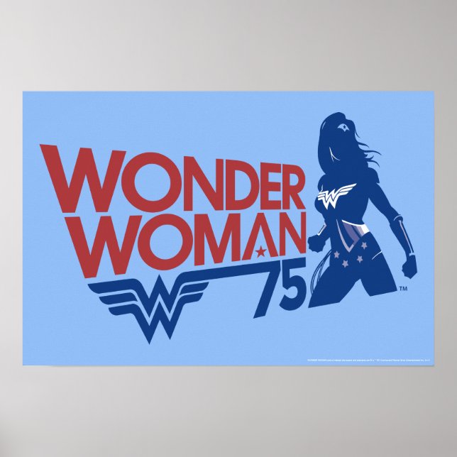 Wonder Woman 75th Anniversary Red & Blue Logo Poster (Front)