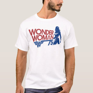 Wonder Woman 75th Anniversary Red & Blue Logo T-Shirt