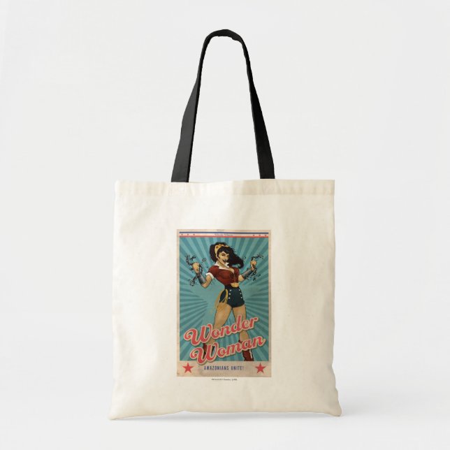 Wonder Woman Amazonians Unite Vintage Poster Tote Bag (Front)