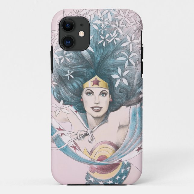 Wonder Woman and Flowers Case-Mate iPhone Case (Back)