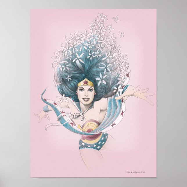 Wonder Woman and Flowers Poster (Front)