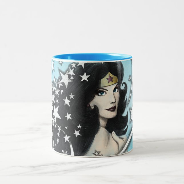Wonder Woman and Stars Two-Tone Coffee Mug (Center)
