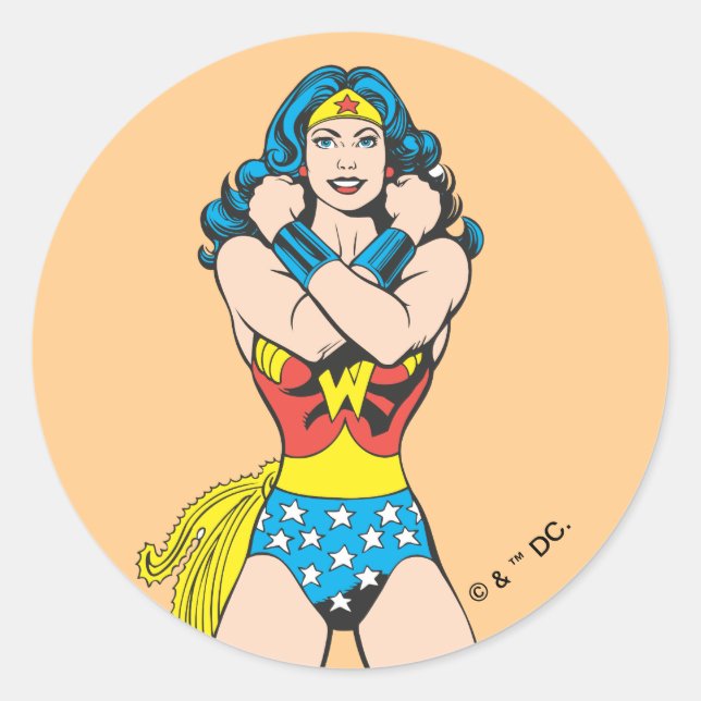 Wonder Woman Arms Crossed Classic Round Sticker (Front)