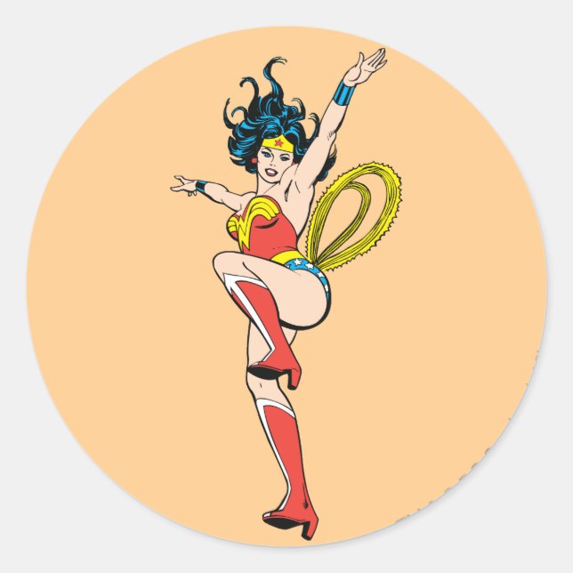 Wonder Woman Arms Raised Classic Round Sticker (Front)